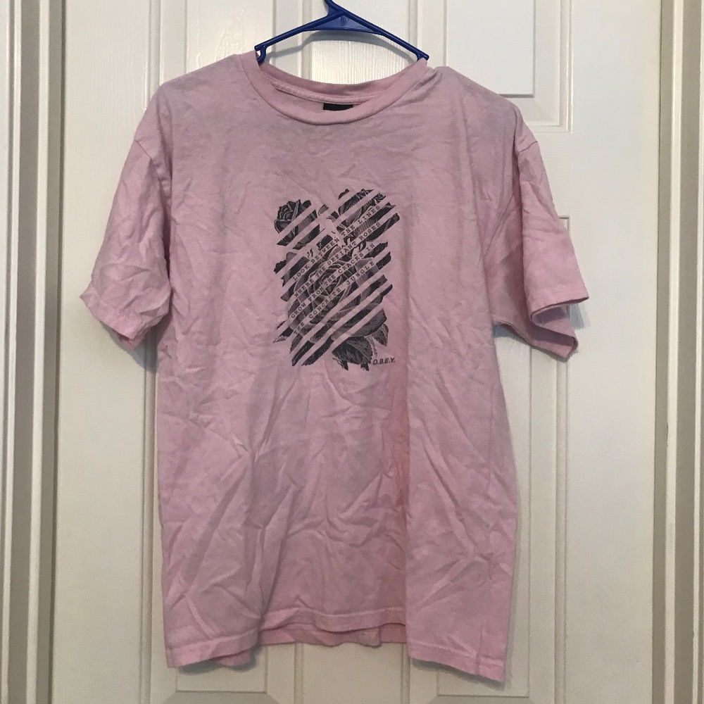 Obey Pink T-Shirt - Medium